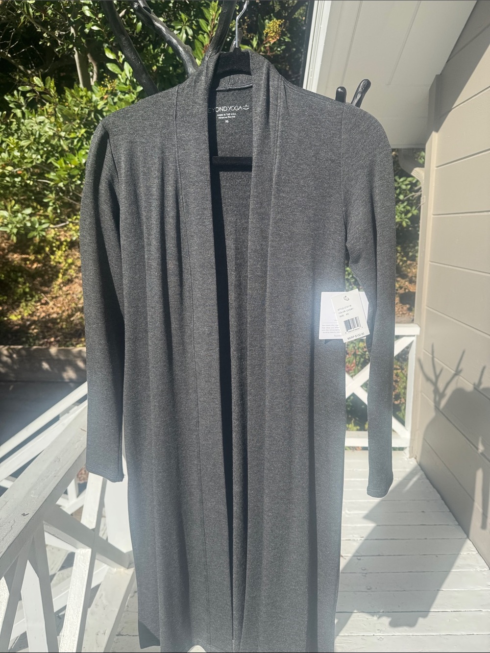 Eileen Fisher Charcoal Gray Open-Front Long Cardigan